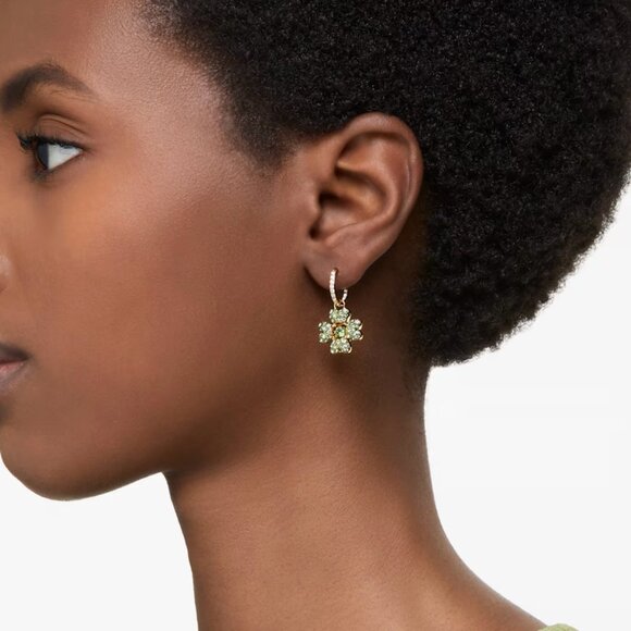 Swarovski Idyllia drop earrings Clover, Green, Gold-tone plated (NIB) - Picture 2 of 4